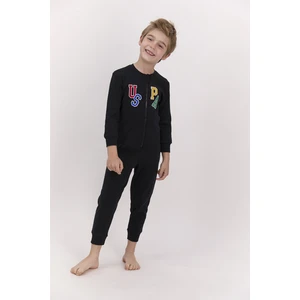 U.S. Polo Assn. Lisanslı Siyah Erkek Çocuk Uzun Kol Tulum