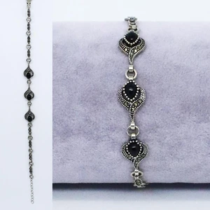 Tesbih Pasajı 925 Ayar Gümüş Damla Oltu Taşı Bileklik