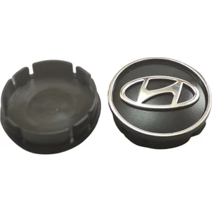 Kapak Dünyası Hyundai Jant Göbeği 58-55MM Black-Silver 4'lü Takım
