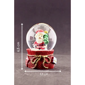 Deco Elit Yeni Yıl Noel Baba ve Çam Ağacı Temalı Mini Boy Kar Küresi 6,5 cm