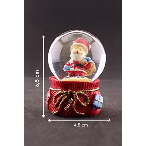 Deco Elit Yeni Yıl Torbalı Noel Baba Temalı Mini Boy Kar Küresi 6,5 cm