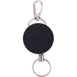 Ön Tarafı Plastik Arka Tarafı Metal Metal İpli 4cm Yoyo Yaka Kartı Anahtarlık Siyah Renk