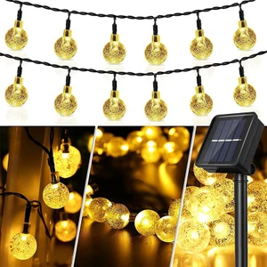 Güneş Enerjili Solar Yuvarlak 50 LED 10 M Süs Bahçe Aydınlatma 1 Adet