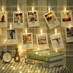 Şerit LED Işıklı Fotoğraf Mandalları 2 Metre 10’lu (Şeffaf)