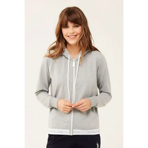 U.S. Polo Assn. 16599 Kadın Kapişonlu Gri Eşofman Üstü