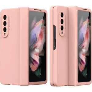 Samsung Galaxy Z Fold 3 5g Için Yumuşak Ince Sert Pc Temperli Cam Tam Koruma Kılıfı ile Pembe (Yurt Dışından)