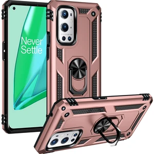 Oneplus 9 Pro Için Çift Katmanlı Ağır Askeri Sınıf Darbeye Halkalı Standlı Kılıf Rose Gold (Yurt Dışından)