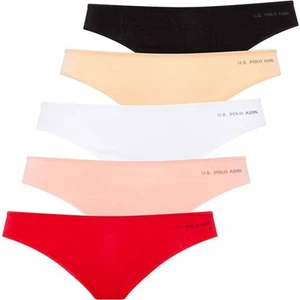 U.S. Polo Assn. 67006 Kadın 5'li Kıl Lastiklı Slip-Siyah&ten&beyaz&somon&kırmızı