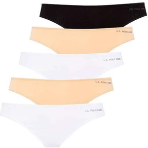 U.S. Polo Assn. 67006 Kadın 5'li Kıl Lastiklı Slip-Siyah&ten&beyaz&ten&beyaz