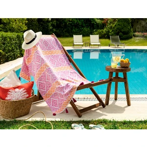 Madame Coco Allaire Jakarlı Peştemal - Pembe / Turuncu – 90 x 170 cm