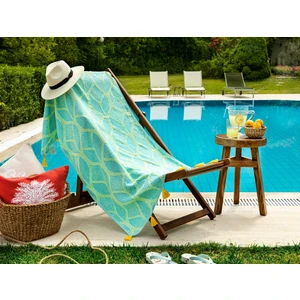 Madame Coco Cateline Jakarlı Peştemal - Mavi / Yeşil -90 x 170 cm