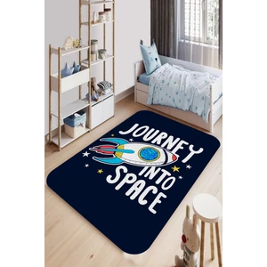 Decomia Home Dijital Baskılı Kaymaz Taban Yıkanabilir Uzay Mekiği Desenli Lacivert Çocuk Odası HALISI-D9035