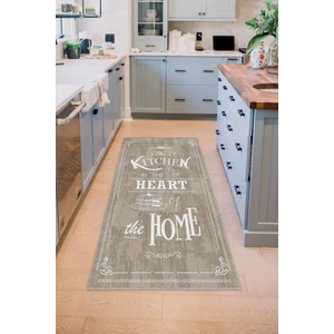 Decomia Home Dijital Baskılı Kaymaz Taban Yıkanabilir Kitchen-Home Yazılı Kahverengi Mutfak HALISI-D5018