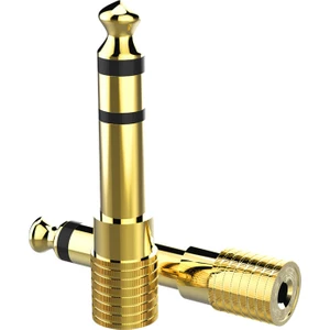 Ata Elektronik 6.3 mm Stereo Erkek / 3.5 mm Stereo Dişi Sarı Metal Gold Jack Fiş Çevirici Arkası Ince