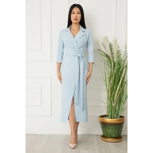 Kruvaze Yaka Bel Bağlamalı Kısa Abiye Elbise 3796