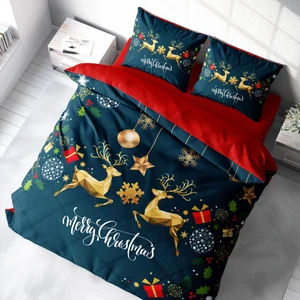 Yılbaşı Süsü Merry Christmas Çift Kişilik 3D Nevresim Takımı Pamuk Saten