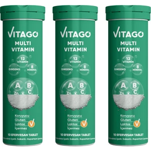 3’Lü Paket– Vitago Multivitamin, Multimineral Içeren 10 Efervesan