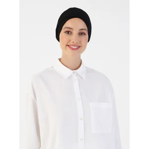 Penye Geniş Ebatlı Çapraz Geçme Bone - Siyah - Ecardin