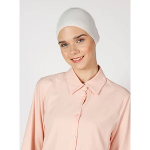 Nefes Alan Kumaş Geniş Ebatlı Bağcıklı Bone - Krem - Ecardin