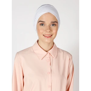 Penye Geniş Ebatlı Çapraz Geçme Bone - Beyaz - Ecardin