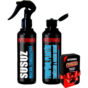 Interwax 2'li Oto Bakım ve Temizlik Seti Susuz Motor Temizleyici + Torpido Parlatıcı Krem + Sünger