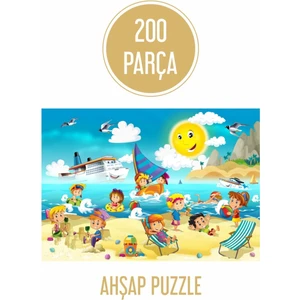 200 Parça Ahşap Puzzle Yaz, Tatil, Deniz, Eğlence
