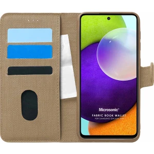 Samsung Galaxy A52S Kılıf Fabric Book Wallet Gold