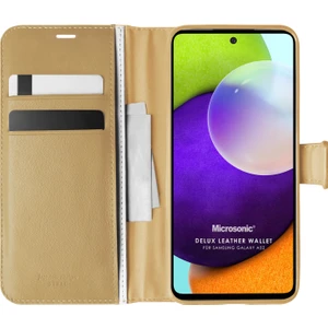 Samsung Galaxy A52S Kılıf Delux Leather Wallet Gold