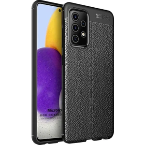Samsung Galaxy A52S Kılıf Deri Dokulu Silikon Siyah