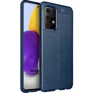 Samsung Galaxy A52S Kılıf Deri Dokulu Silikon Lacivert