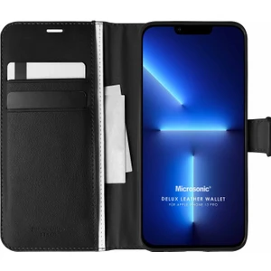 Apple iPhone 13 Pro Kılıf Delux Leather Wallet Siyah