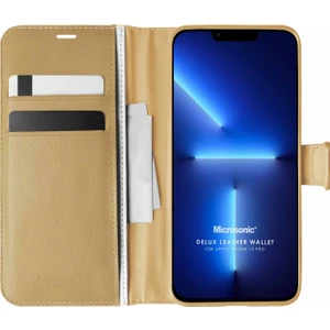 Apple iPhone 13 Pro Kılıf Delux Leather Wallet Gold