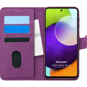 Samsung Galaxy A52S Kılıf Fabric Book Wallet Mor