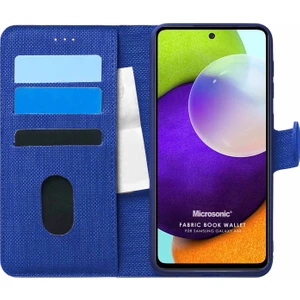 Samsung Galaxy A52S Kılıf Fabric Book Wallet Lacivert