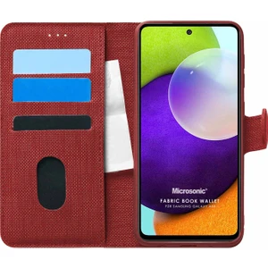 Samsung Galaxy A52S Kılıf Fabric Book Wallet Kırmızı