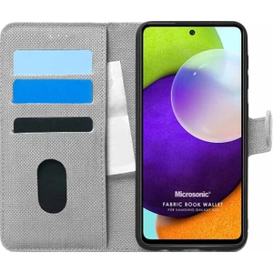 Samsung Galaxy A52S Kılıf Fabric Book Wallet Gri