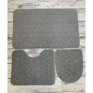 Bonny Home 3’lü Gri Ultrasoft Desenli Klozet Takımı Banyo Halısı Paspas Seti