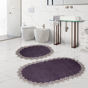 Bonny Home Venüs Gri 2'li Dantelli Banyo Paspası Seti Çeyizlik Klozet Takımı