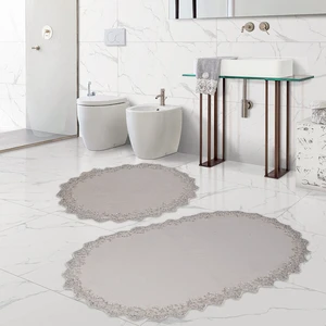 Bonny Home Venüs Krem 2'li Dantelli Banyo Paspası Seti Çeyizlik Klozet Takımı