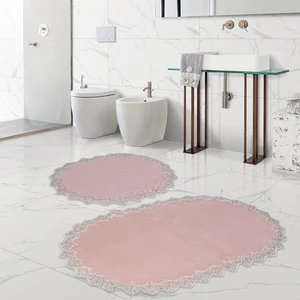 Bonny Home Venüs Pudra 2'li Dantelli Banyo Paspası Seti Çeyizlik Klozet Takımı