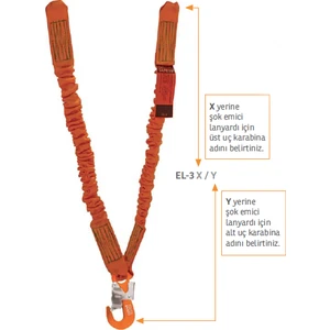 Kaya Safety Çift Kol Şok Emicili Elastik Lanyard El-3 Serisi