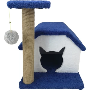 Kedi Oyun Evi Platform Tırmalama Tahtası Minder Hediyeli Mavi