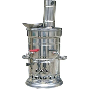 Semaver - Krom Çift Musluk Semaver 5 Litre