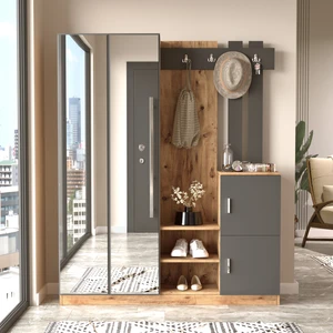 Robin Home Sofia Aynalı Vestiyer Portmanto Ayakkabılık Antrasit