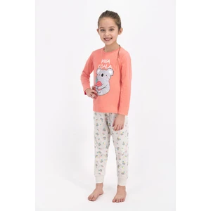 Pina Koala Şeftali Kız Çocuk uzun Kol Pijama Takımı