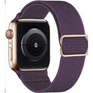 Yeni Nesil Apple Saat Band 42-44 mm Ayarlanabilir Elastik Solo Döngü Kordon - Mürdüm