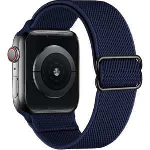 Yeni Nesil Apple Saat Band 42-44 mm Ayarlanabilir Elastik Solo Döngü Kordon - Lacivert
