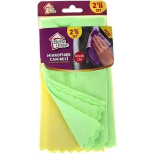 Bella House Mikrofiber Cam Bezi Sarı Yeşil 2'li
