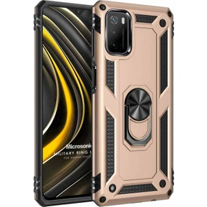 Xiaomi Poco M3 Kılıf Military Ring Holder Gold