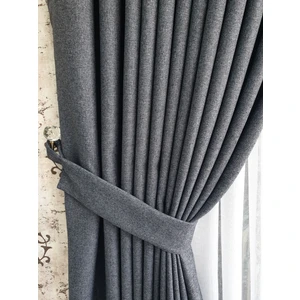Lüks Koyu Gri Blackout Keten Karartma Pilesiz Fon Perde En 100. Boy 275.